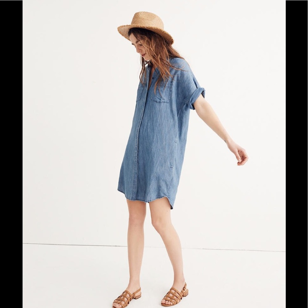 Denim Courier Shirtdress in Lauryn Wash